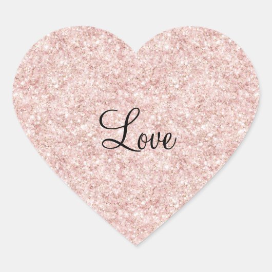 Glitzy Blush Pink Glitter Love Hart Sticker (Voorkant)