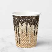 Glitzy Chocolate Ice Cream Cone Glitter Druppels Papieren Bekers (Achterkant)