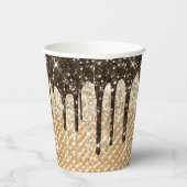 Glitzy Chocolate Ice Cream Cone Glitter Druppels Papieren Bekers (Rechts)