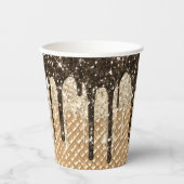 Glitzy Chocolate Ice Cream Cone Glitter Druppels Papieren Bekers (Voorkant)