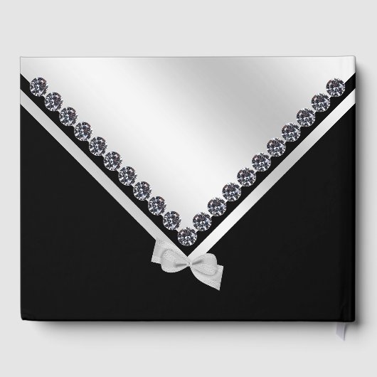 Glitzy Diamonds & Silver Bow Sweet 16 Gastenboek (Achterkant)