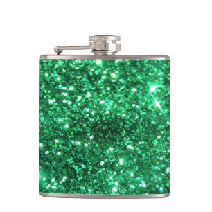 Glitzy Emerald Green Glitter Heupfles