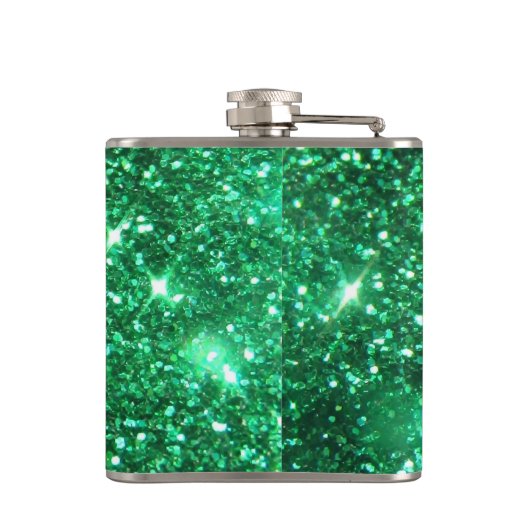 Glitzy Emerald Green Glitter Heupfles (Achterkant)