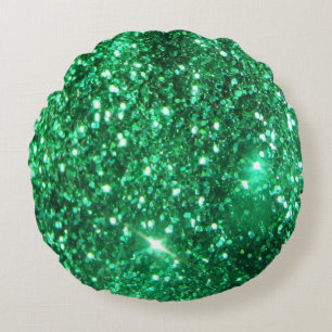 Glitzy Emerald Green Glitter Rond Kussen