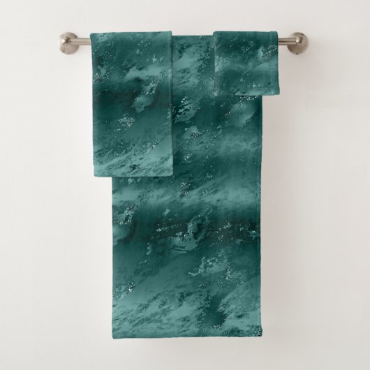 Glitzy Emerald Green Ombre Marble Bad Handdoek (Insitu)