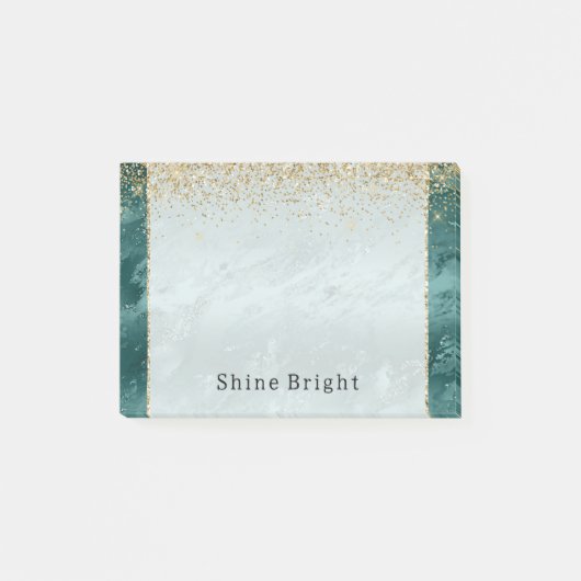 Glitzy Emerald Green Ombre Marble Gold Glitter Post-it® Notes (Voorkant)