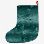 Glitzy Emerald Green Ombre Marble Personalized Grote Kerstsok (Achterkant)