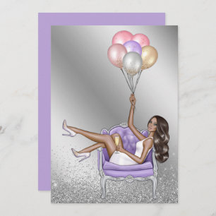 Glitzy Fashionista Bachelorette Party Invitation Kaart