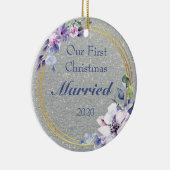 Glitzy First Kersthuwelijk Keramisch Ornament (Rechts)