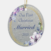 Glitzy First Kersthuwelijk Keramisch Ornament (Links)