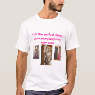 Glitzy Floral Apron 001, Brown, Red & W... T-shirt