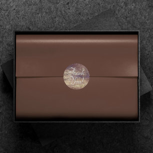 Glitzy Folie Gouden Brons Koper Glam Dank u Ronde Sticker