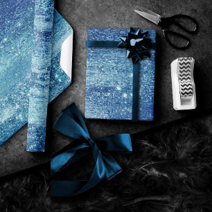 Glitzy Folie Ice Blue Faux Iridescent Shimmer Cadeaupapier