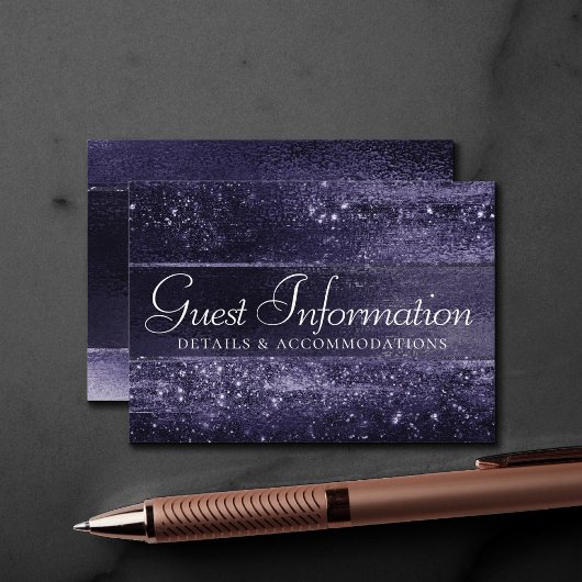 Glitzy Folie | Indigo Midnight Paarse gastgegevens Informatiekaartje