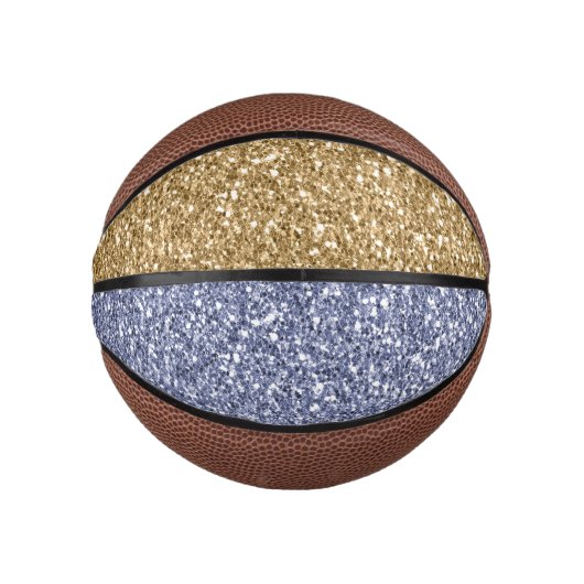 Glitzy Girly Gold Paarse Glitter Basketbal (Voorkant)