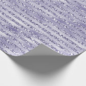 Glitzy Girly Paarse Glitter Stripes Cadeaupapier (Hoek)