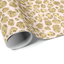 Glitzy Glam Gold Blush Glitter Leopard Print Cadeaupapier