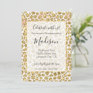 Glitzy Glam Gold Blush Glitter Leopard Print Kaart
