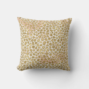 Glitzy Glam Gold Blush Glitter Leopard Print Kussen