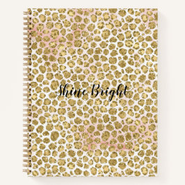 Glitzy Glam Gold Blush Glitter Leopard Print Notitieboek