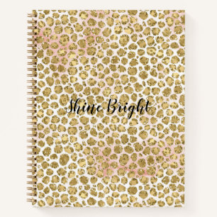 Glitzy Glam Gold Blush Glitter Leopard Print       Notitieboek