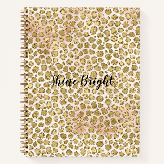 Glitzy Glam Gold Blush Glitter Leopard Print Notitieboek (Voorkant)