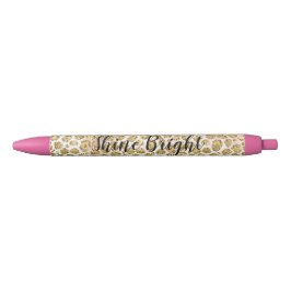 Glitzy Glam Gold Blush Glitter Leopard Print Zwarte Inkt Pen
