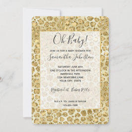 Glitzy Glam Gold Glitter Leopard Print Kaart