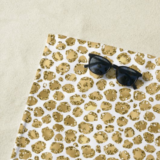 Glitzy Glam Gold Glitter Leopard Print          Strandlaken (In situ)
