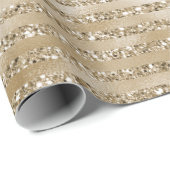 Glitzy Glam Gold Glitter Stripes Cadeaupapier (Rol Hoek)