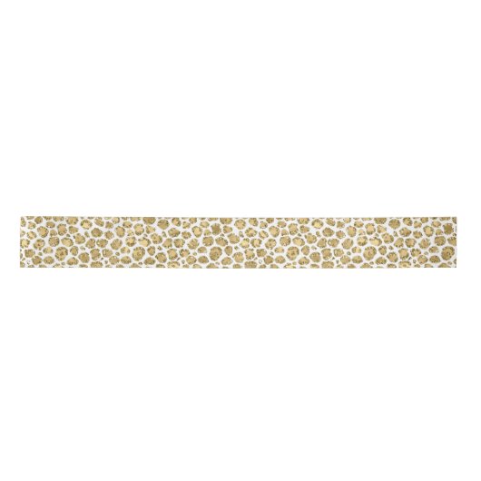 Glitzy Glam Gold White Glitter Leopard Print     Lint (Voorkant)