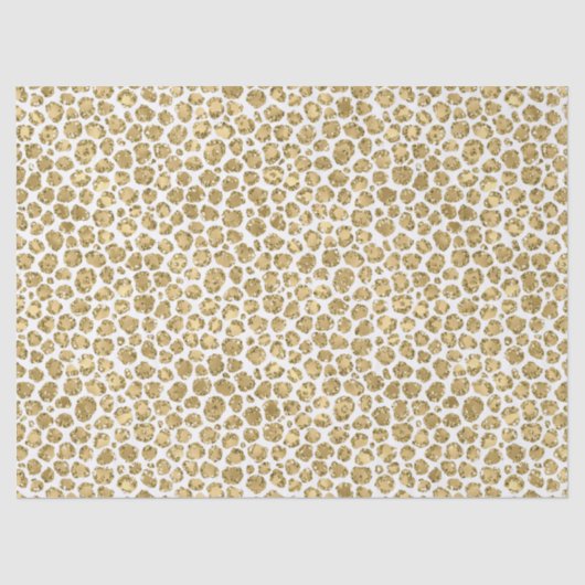 Glitzy Glam Gold White Glitter Leopard Print Tissuepapier (Voorkant)