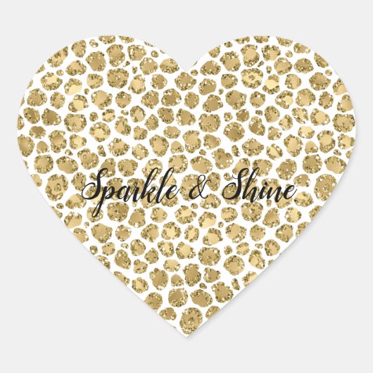 Glitzy Glam Goud Wit Glitter Luipaard Print Hart Sticker (Voorkant)