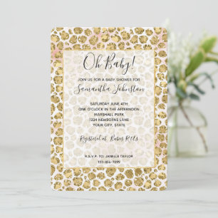 Glitzy Glam Gouden Blush Glitter Luipaardprint Kaart