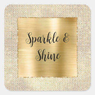 Glitzy Glam Wit Goud Sparkle Vierkante Sticker