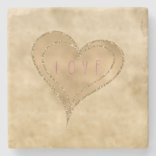 Glitzy Glitter Love Heart Stenen Onderzetter