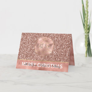 Glitzy Glitter Rose Gold Christmas Tree Feestdagen Kaart