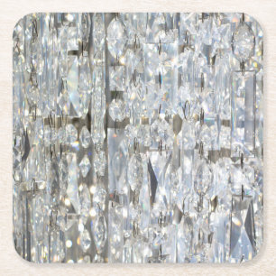 Glitzy Glittery Crystal Vierkante Kartonnen Onderzetter