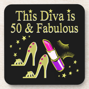 GLITZY GOLD 50E VERJAARDAG DIVA DESIGN DRANKJES ONDERZETTER