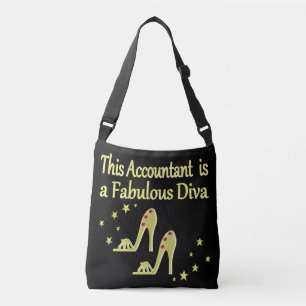 GLITZY GOLD ACCOUNTANT DIVA DESIGN CROSSBODY TAS