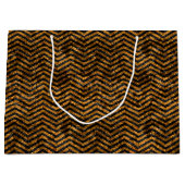 Glitzy Gold en Black Faux Foil Chevrons Groot Cadeauzakje (Voorkant)