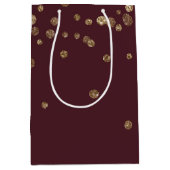 Glitzy Gold Glam Bourgogne Stippen Medium Cadeauzakje (Voorkant)
