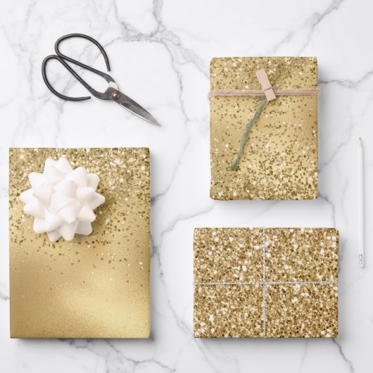 Glitzy Gold Glam Glitter Sparkle      Inpakpapier Vel (Voorkant)