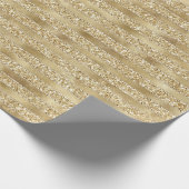 Glitzy Gold Glam Glitter Stripes Cadeaupapier (Hoek)