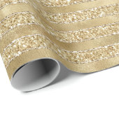 Glitzy Gold Glam Glitter Stripes Cadeaupapier (Rol Hoek)