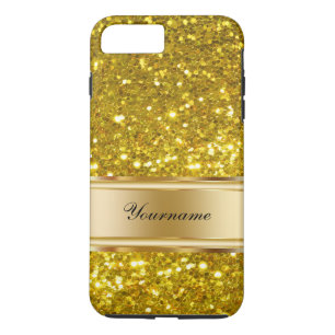 Glitzy Gold Glitter Monogram iPhone 8 Plus / 7 Plus Hoesje