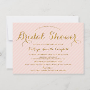 Glitzy Gold Glitter Vrijgezellenfeest Invite - Blu Kaart