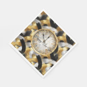 Glitzy Gold Silver Black New Year's Clock Servet (Hoek)