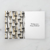 Glitzy Gold Silver Black Ribbons Bows Birthday Kaart (Binnen)
