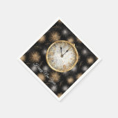Glitzy Gold Silver Fireworks New Year's Clock Servet (Hoek)